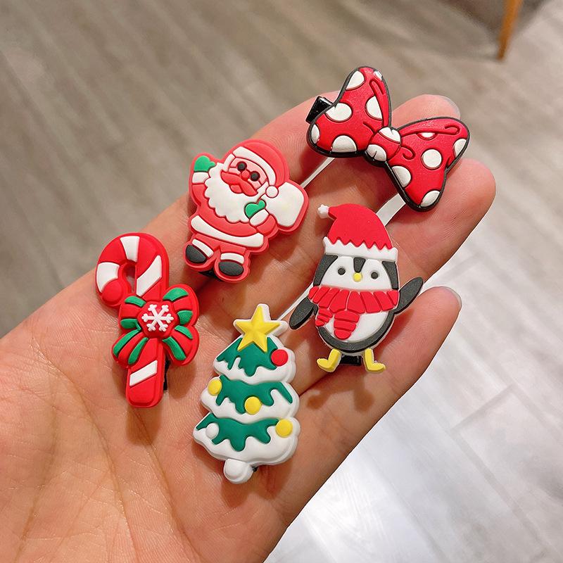 Christmas Pigtail Hair Clips for Kids - Cute Holiday Duckbill Hairpins for Girls