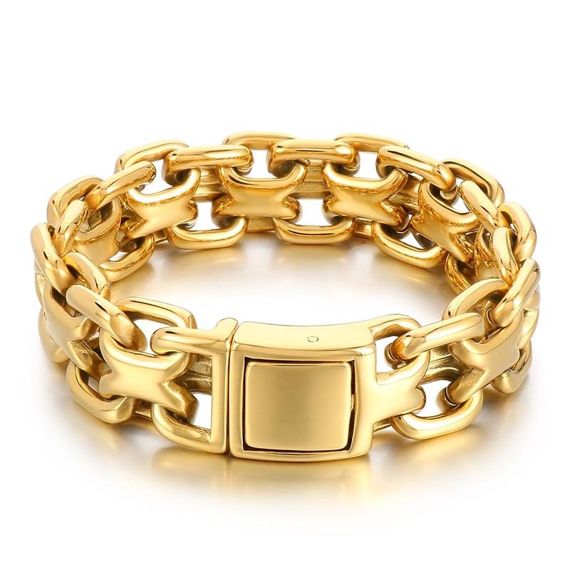 Stainless Steel Heavy Double Zero Chain Bracelet for Men 20MM Retro Strong Man Gold Color Rock Necklace Thick Jewelry Gift