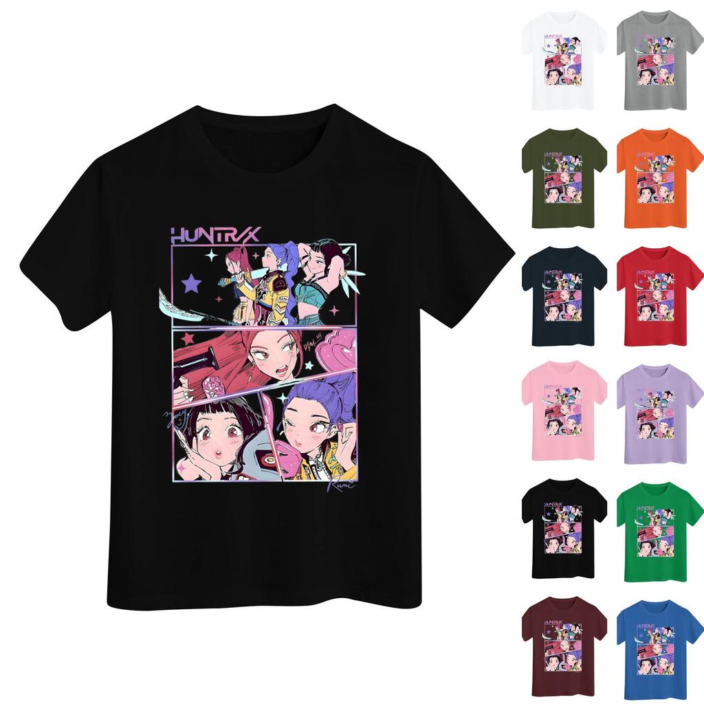Boys Girls Round Neck Casual Printed Short-sleeved T-shirt Top