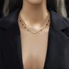 Gold Plated CZ Tennis Chain Star Pendant Necklace, Stainless Steel Dainty Y2K Choker, Waterproof Sparkly Jewelry for Women Gift