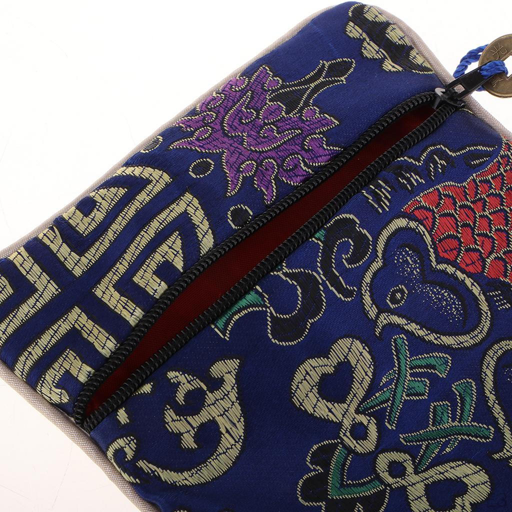 Guzheng Nail Tape Storage Bag Silk Brocade Jewelry Pouch Purse