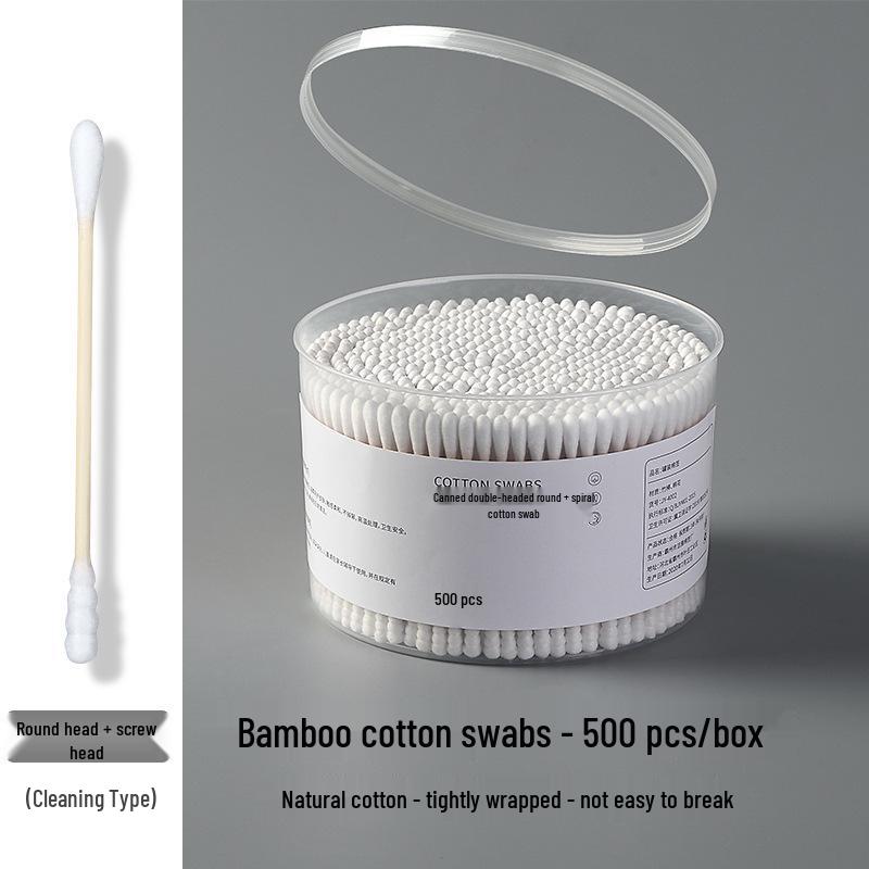 Dual-Ended Disposable Cotton Swabs for Ear Cleaning, Makeup Removal, and Personal Hygiene.