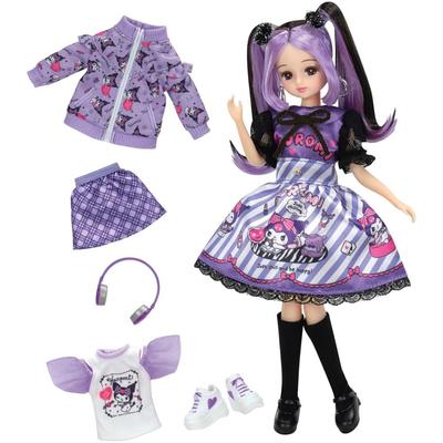 Takara Tomy Licca-chan Doll Cool Kuromi Outfit Set Casual Purple Dress Toy for Ages 3 and Up