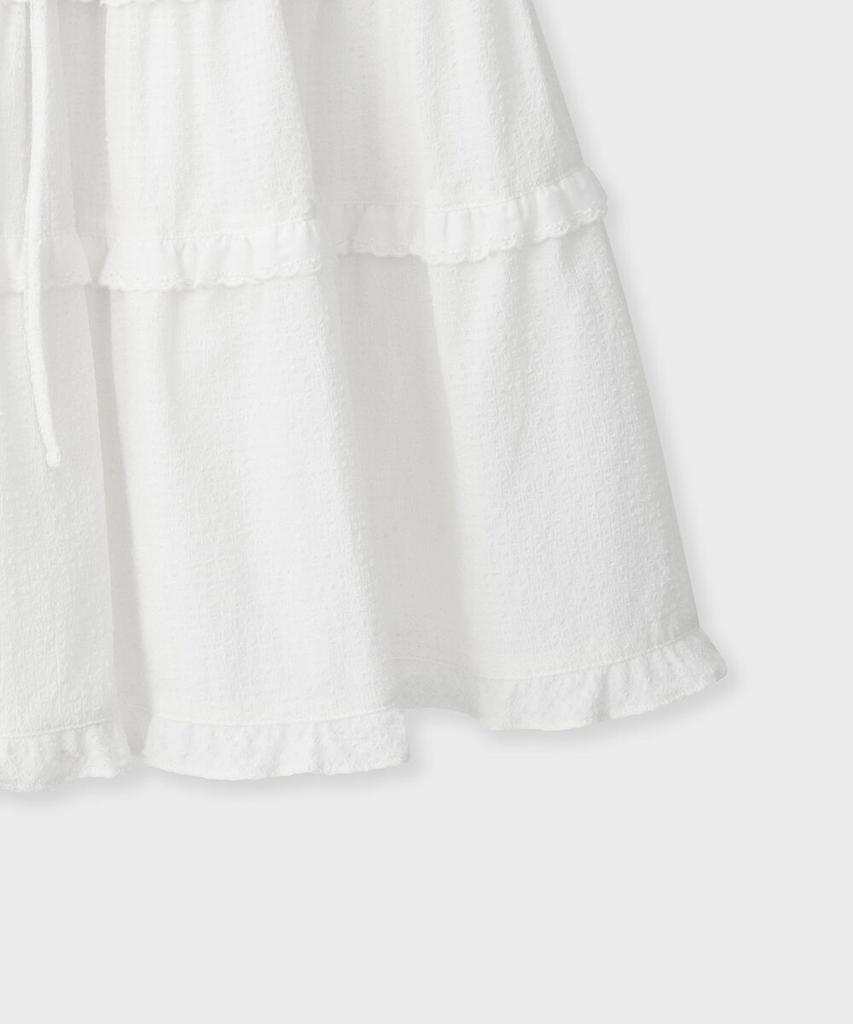 FALLETT Tiered Mini Skirt White