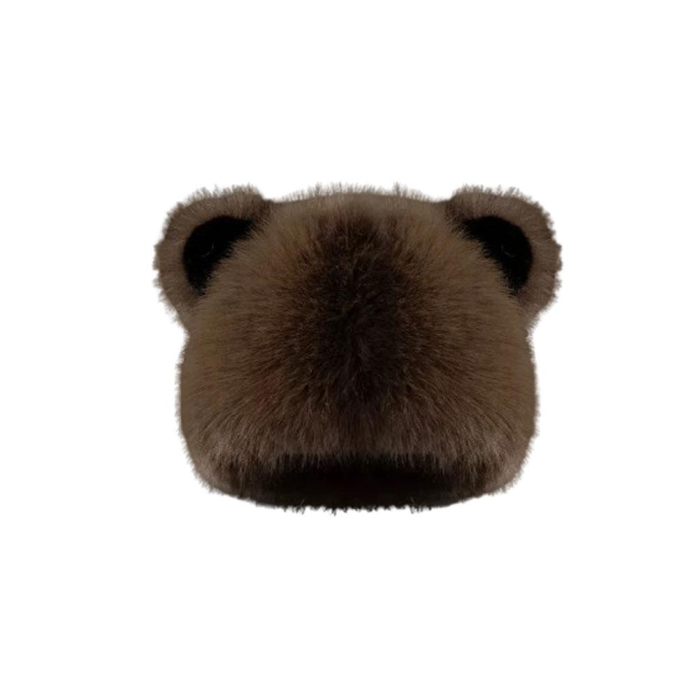 Fashion Bear Ear Fur Cap For Women Fur Hat Autumn and Winter Fur Hats Mongolian Hat Brimless Plush Fluffy Skiing Riding Warm Cap
