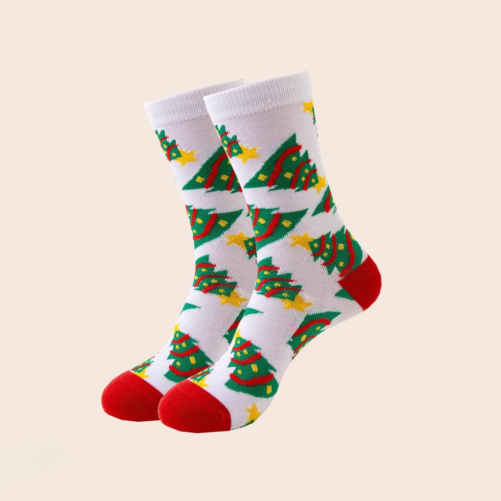 2025 Autumn/Winter Christmas Cotton Socks with Santa Claus and Snowman Cartoon Design