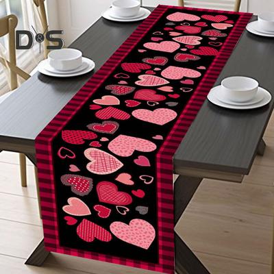 Party Table Runner Heart Print Thickened Heat-Resistant 2 Sizes Easy Care Non-Slip Valentines Day Hotel Restaurant Weddings Banquets Table Decoration