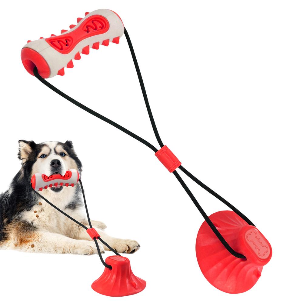 

Dog Food Dispenser Funny Interactive Rope Toy Multifunctional Puppy Feeder Interesting Tug Game For Home Travel Outdoor красный