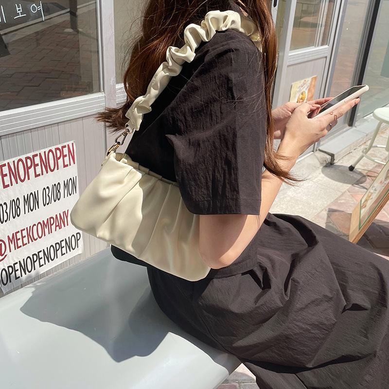 Modne plisowane torebki z uchwytem dla kobiet PU Cloud Bags Leisure Bag pod pachami Shopping Bags Shoulder Bag Dumpling Handbags Torebki damskie