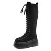 Women's Mid Calf Boots Padded Shoes Knee High Autumn Winter Sneakers Punk Style Military Casual Black Lucury Platform Woman