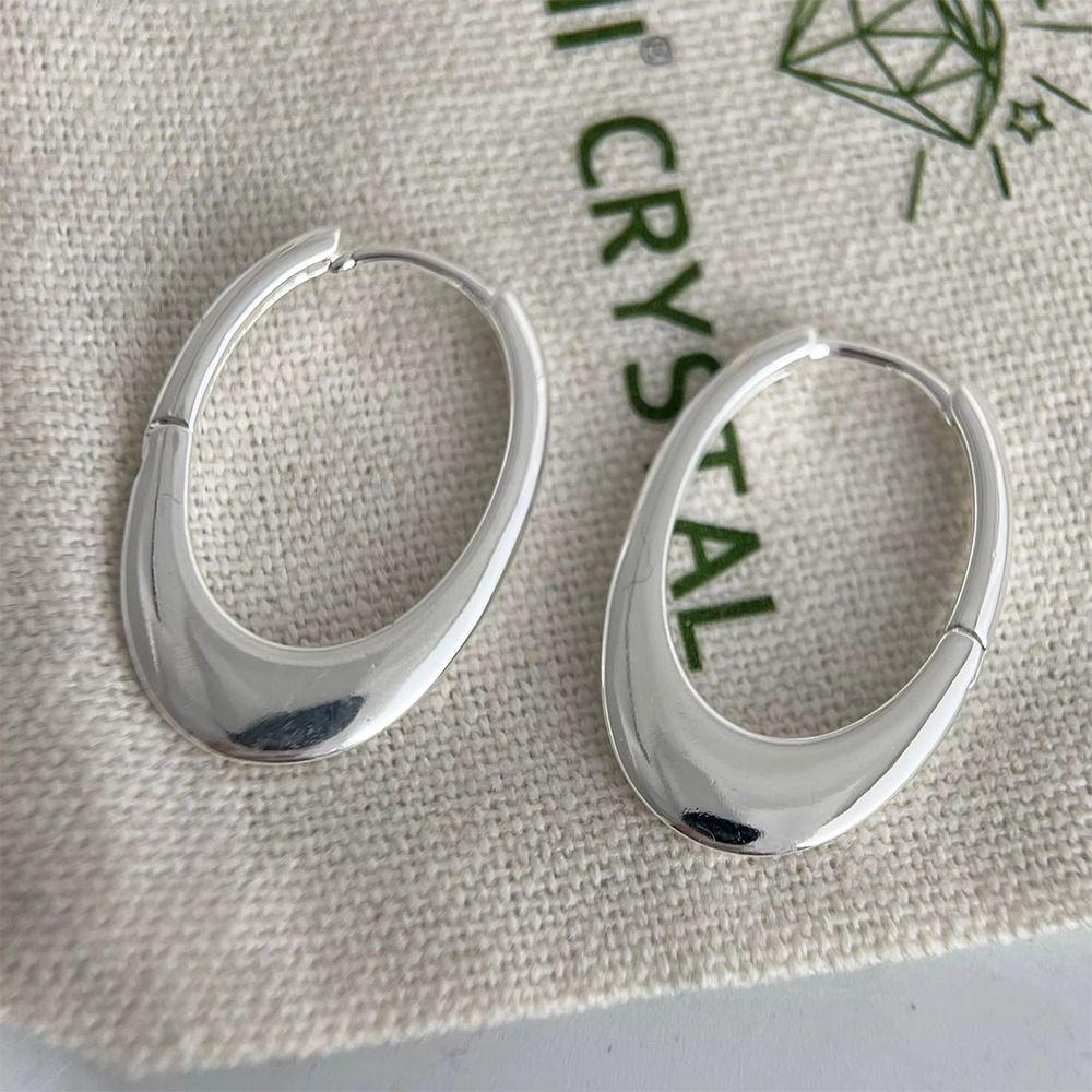 Hollow Minimalist Earrings Stylish Sterling Silver Earrings Oval Hoop Earrings  for Women