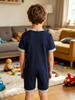 3Pcs Adaptive Anti-Strip Jumpsuit for Kids Back Invisible Zipper Round Neck Short Sleeve Contrast Color Thigh Length with Pocket
