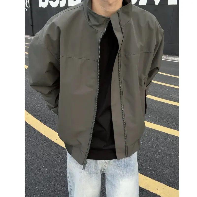 Autumn Retro American Casual Workwear Jacket – Men s Three-Proof Stand Collar Outerwear XXXL