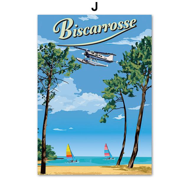 Anime Travel City Landscape Poster French Italy Vintage Wall Art Canvas Painting Nordic Prints Pictures for Living Room Decor