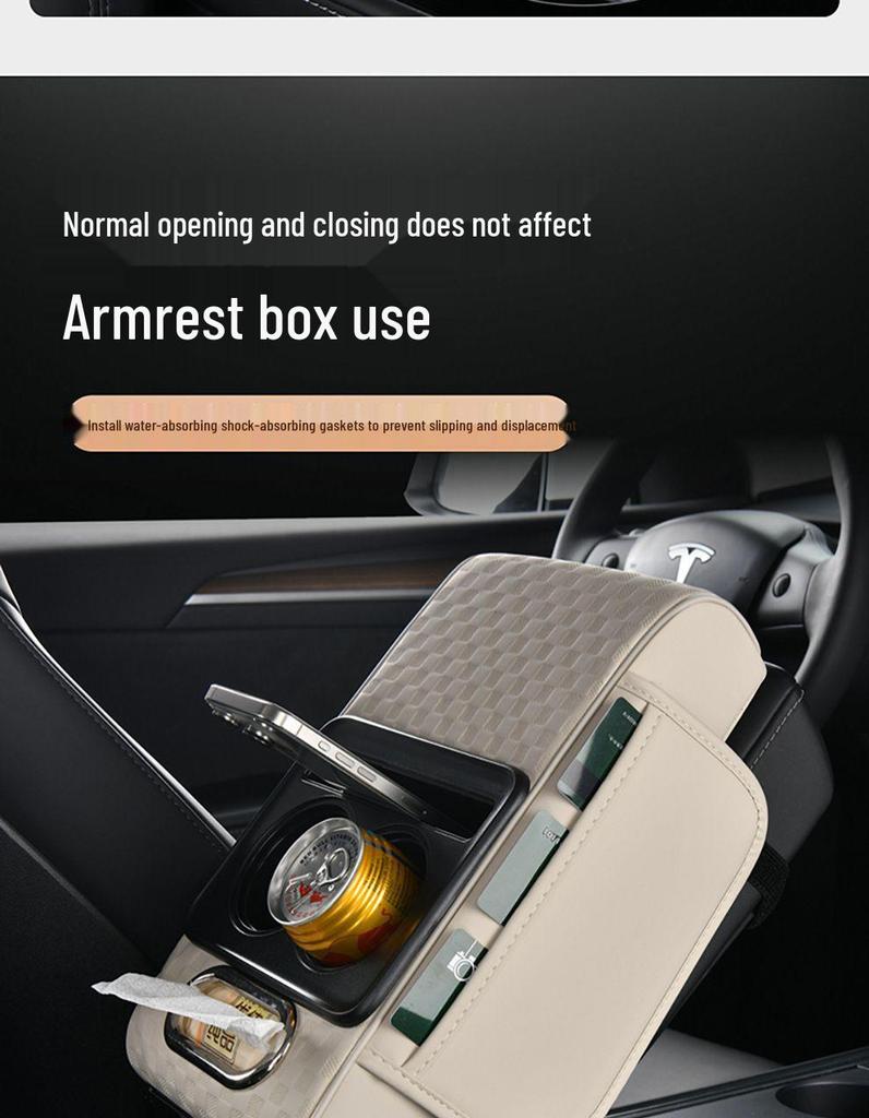 Universal Car Armrest Pad with Storage and Tissue Box