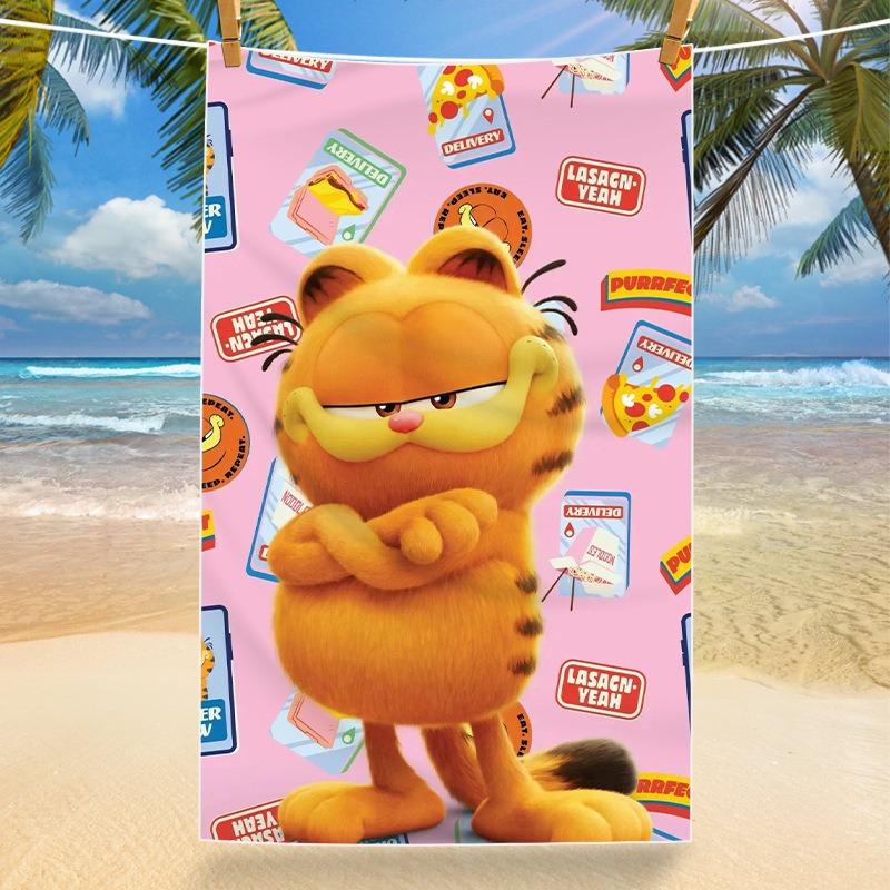 Lazy Days Start Here! 3D G-Garfield Beach Towel, Quick Dry Soft Microfiber Swimming Towel, Lightweight Gift for Teens Kids