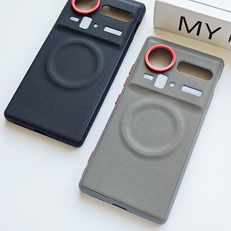 For ZTE Nubia Z80 Z70 Z70S Ultra Diamond Pattern Leather Case Magnetic Suction Contrast Keys Lens Frame Anti-Fingerprint Cover