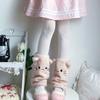 Japanese Cute Cats Ears Faux Furs Leg Warmers for Women Girls Warm Thermal Fuzzy Plush Foot Covers Long Calf Socks
