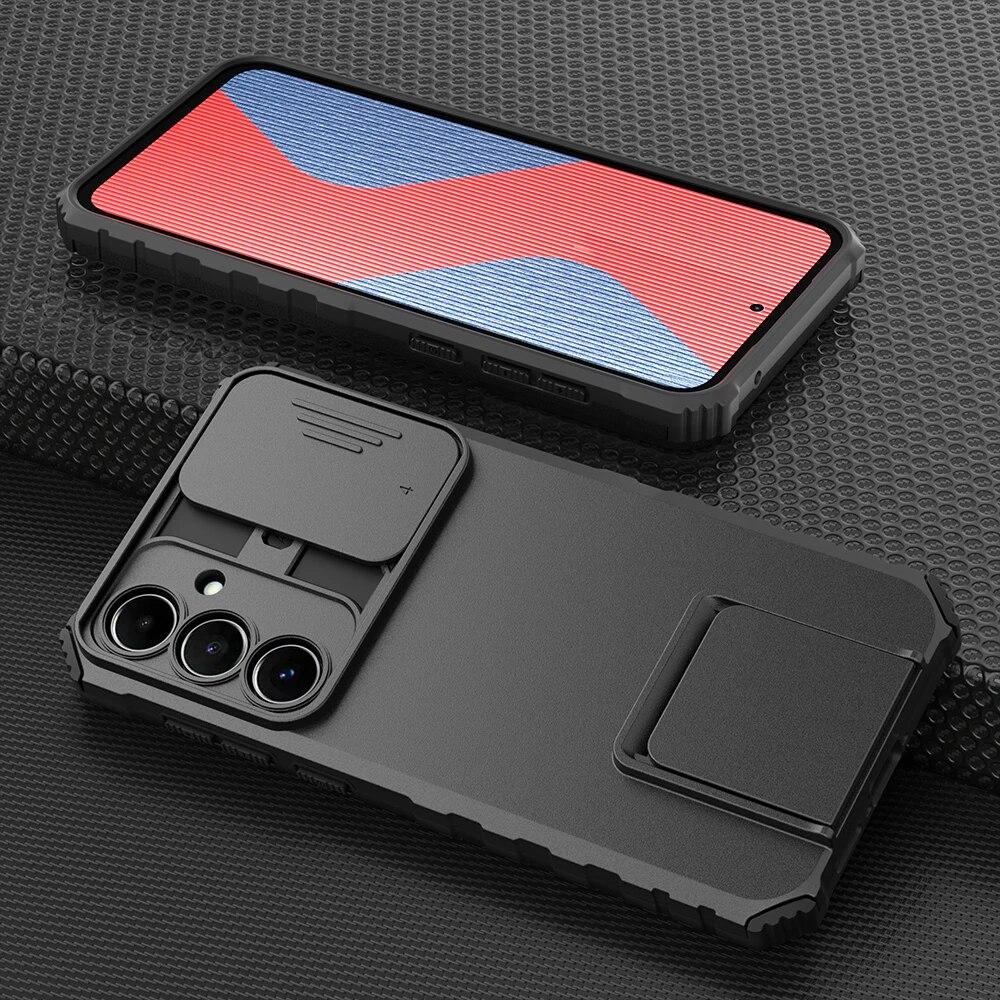 Shockproof Armor Hard Case for Samsung A55 5G A35 A25 161 A15 A05 Slide Camera Lens Protection Live Stand Phone Cover for Galaxy A05S A 55 35