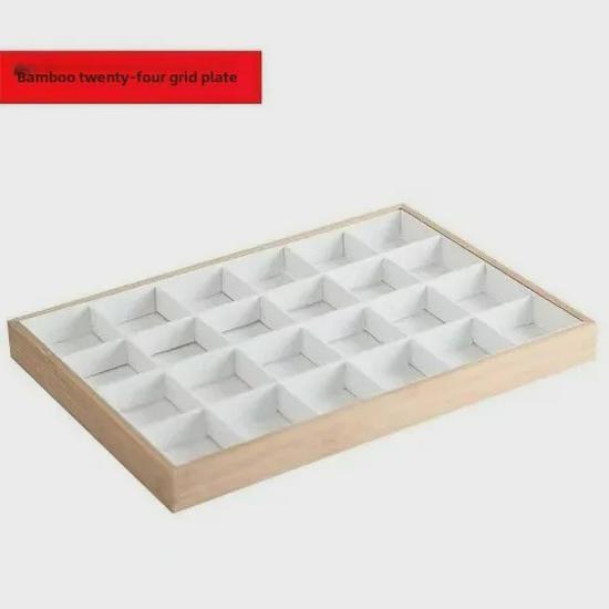 Bamboo and Wood Velvet Jewelry Tray for Bracelets and Earrings Display