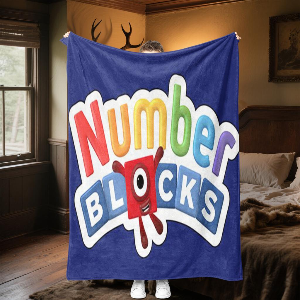 Number Blocks Plush Blanket Soft Comfortable All Seasons Perfect Gift Couch Office Nap Outdoor Travel Blanket