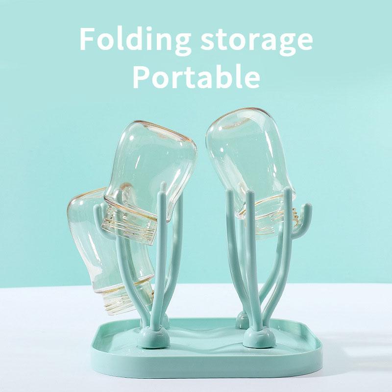 Stojak na butelki dla niemowląt Składany Suszarka do czyszczenia butelek dla niemowląt Ociekacz Uchwyt na smoczki dla niemowląt Kubek do karmienia Odłączany schowek Półka na smoczki