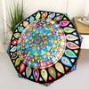 Automatischer Faltregenschirm Kreisförmiges Mandala mit bunten geometrischen Formen. Tragbares faltbares Design, lässiger Zugang im Freien