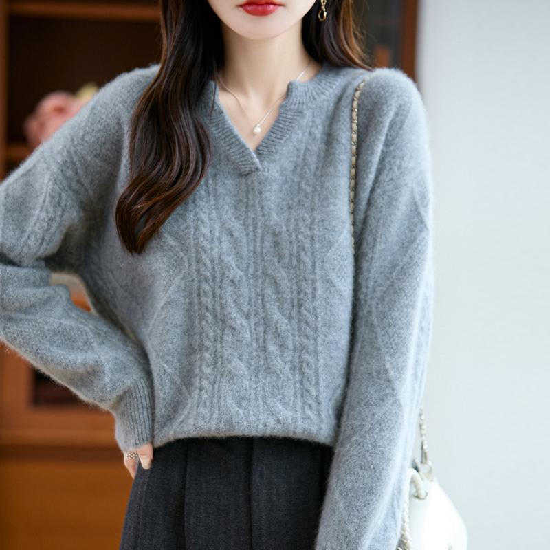 Women's cashmere sweater Qinghe cashmere 30% cashmere 70% wool autumn and winter pullover warm and fashionable