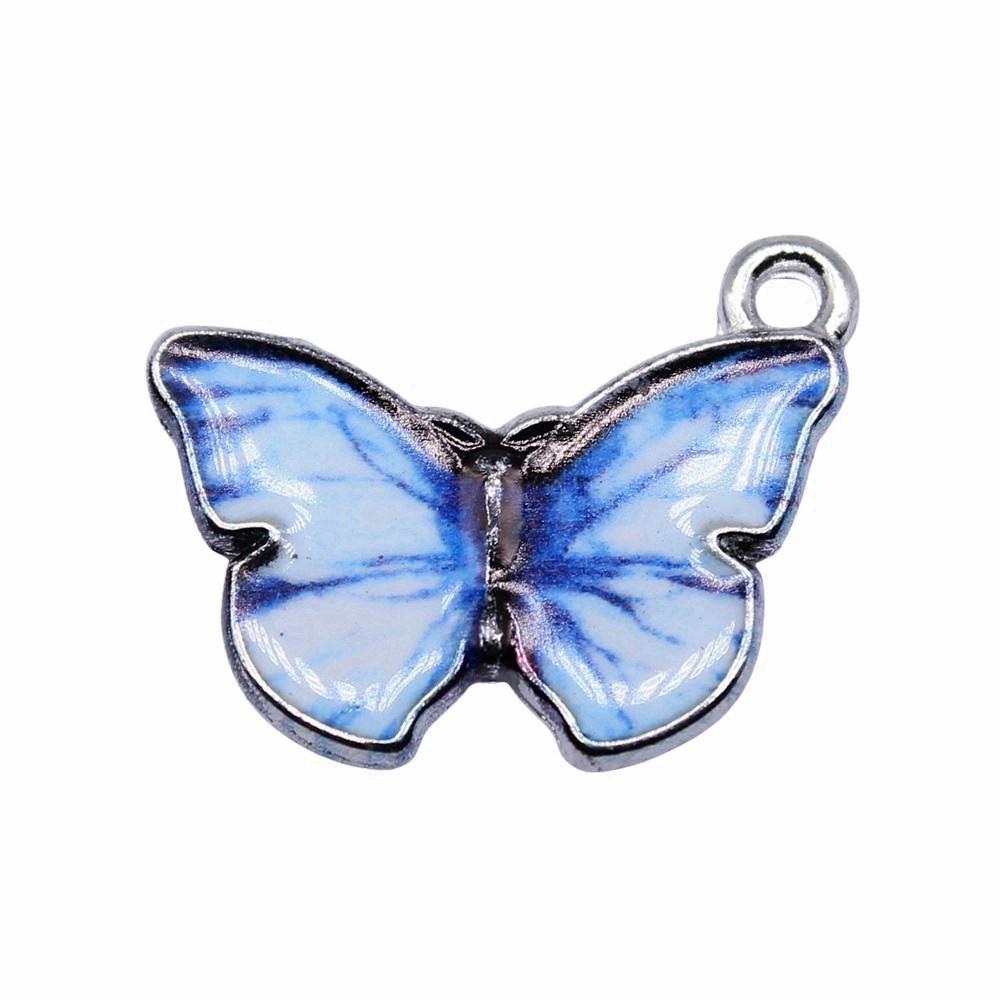 Enamel Charms Multi Color Butterfly Pendants For Floral Themed Jewelry