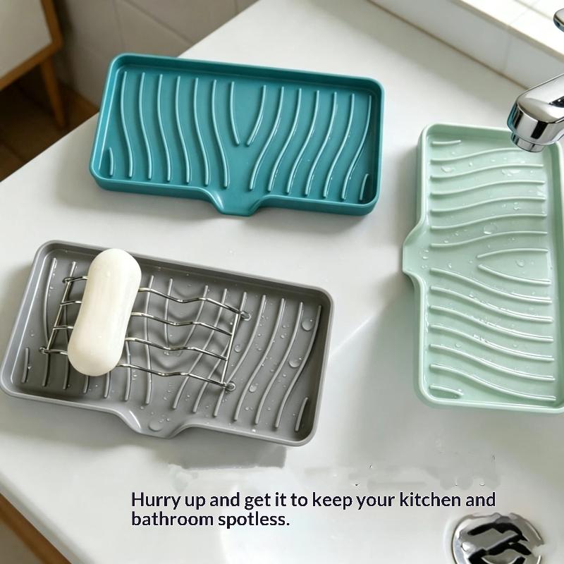 Silicone Draining Soap Holder With Stainless Steel Rack Perfect For Kitchen Sink Bathroom Countertop Daily Use