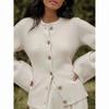 Fashion Chic Solid Knitted Cardigan For Women O Neck Long Sleeve Single Breasted Sweater Autumn Female Commuting Streetwear