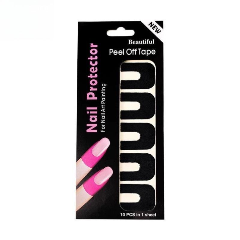 

1 лист / 5 пар Защитная пленка для ногтей на пальцах Защита кутикулы для покраски ногтей U-образная отклеивающаяся лента для ногтей 1 box（5 pair)
