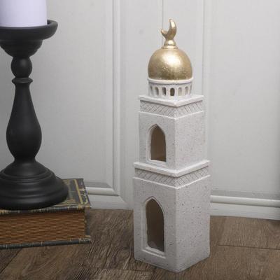 Ramadan Decorations Islamic Eid Mubarak Resin Statue Ornament Architecture Moon & Mosque Tower Home Office Tabletop Ornament