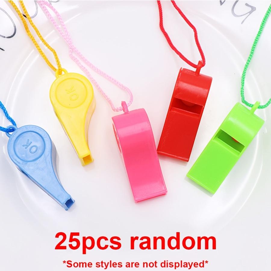 

25pcs Plastic Whistles with Lanyard OK Pattern Loud Crisp Sound Emergency Whistles for Sports Training Competition Coaches ZSY