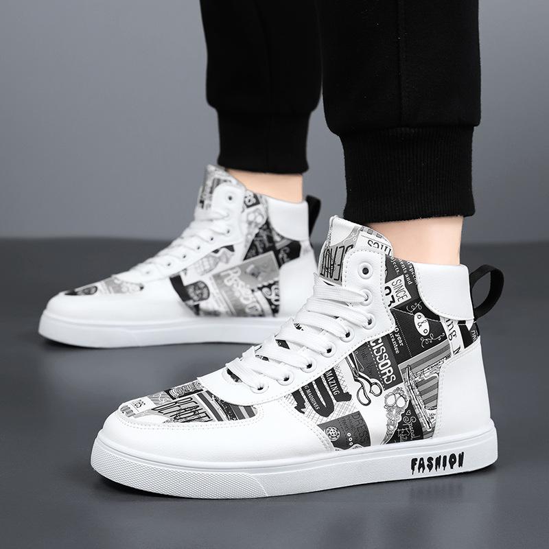 

New Trendy and Versatile Outdoor Casual Men s Shoes for Autumn and Winter Retro Sports High Top Lace Up Walking Men s Shoes 40 чорний