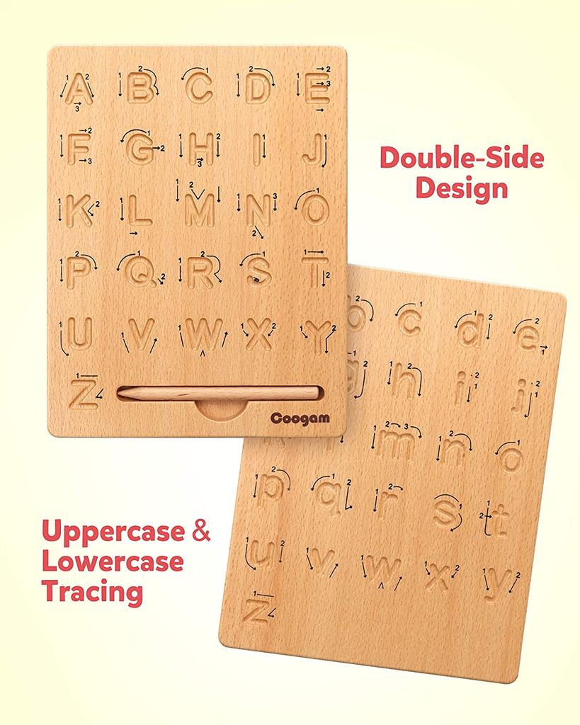 Wooden Letters Practicing Board Double-Sided Alphabet Tracing Tool Learning To Write ABC Educational Toy for Preschool 3 4 5 Years Old Kids