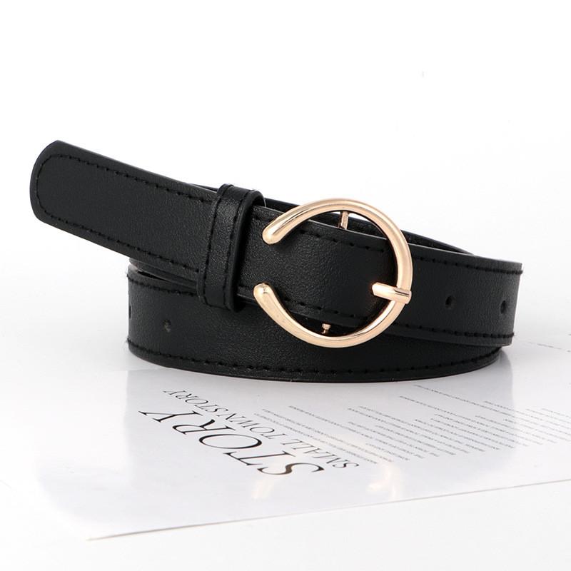Black Leather Belt Women Premium Decorative Jeans Strap Metal Student Waistband