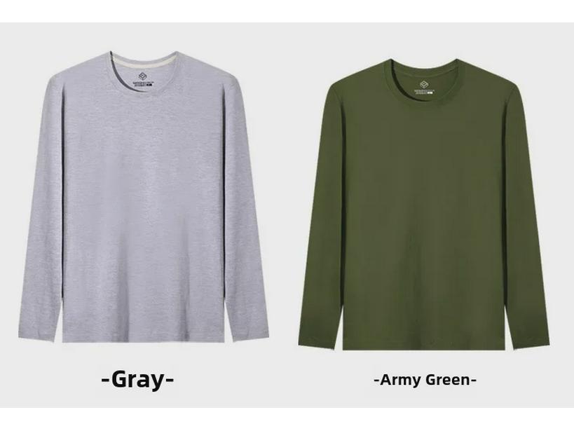 Herren Weiß Baumwolle Langarm Rundhals T-Shirt - Lockere Passform Einfarbig Herbst Oberteil