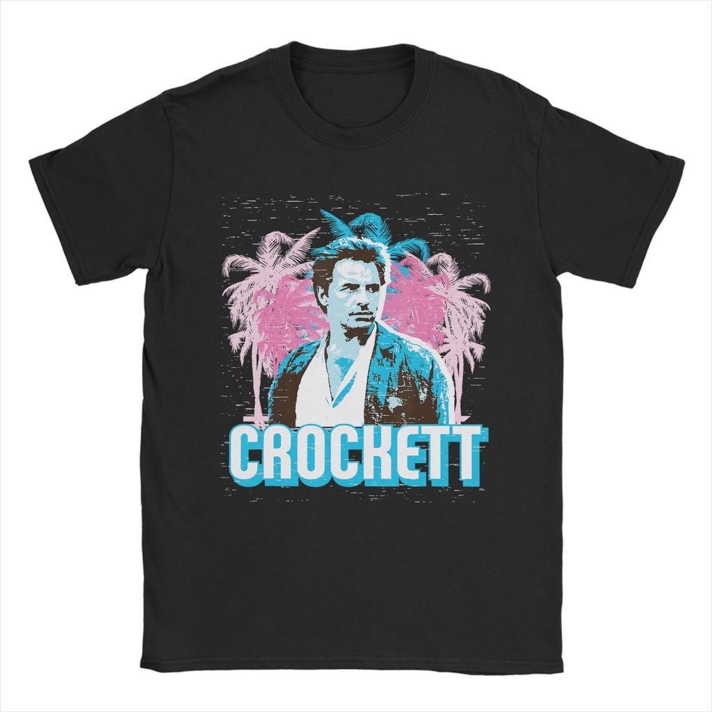 Miami Vice Crockett And Palm Tree Scenery Tshirt Summer Harajuku Tshirts Man Cotton O Neck Oversized Tees Short Sleeve Tops