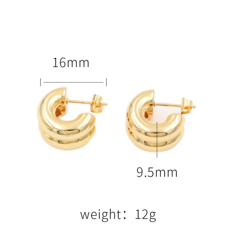 

Stylish And Simple Titanium Steel Double-Layer C-Shaped Earrings, Earrings, Women S 18K Gold-Plated Versatile Stud Earrings, Advanced Sense