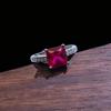 Jewelry Cultivated Sapphire Square Ring Square Four-Claw High Carbon Diamond Emerald Ring