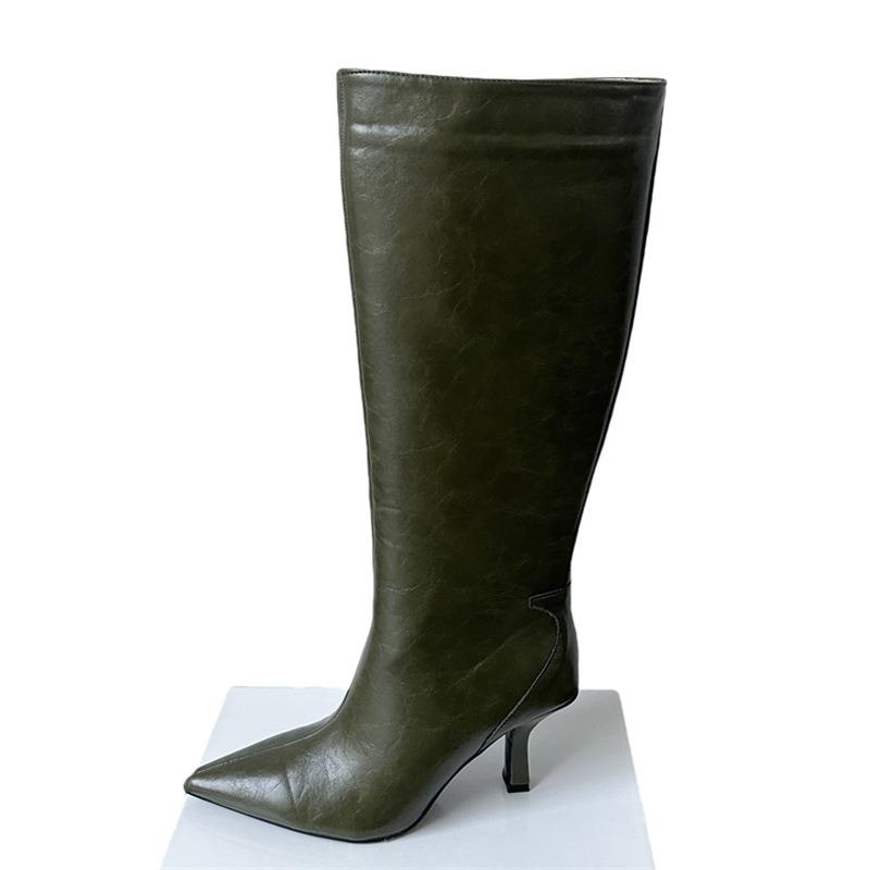 Boots women's autumn and winter new thin heel long knight boots heightened retro but knee high boots women