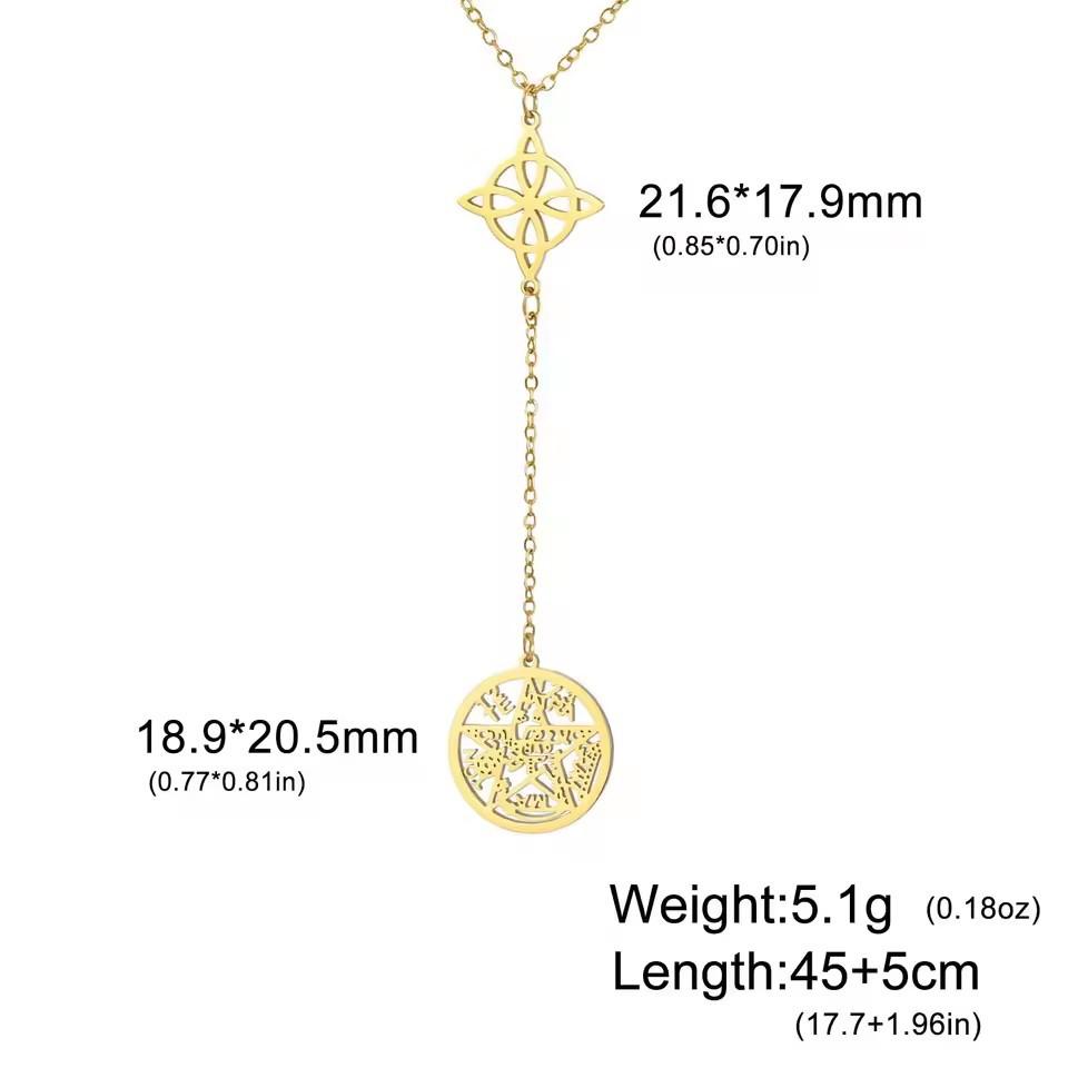 Collana Ciondolo Stella a Cinque Punte Svuotata a Forma di S con Doppio Foro Design Versatile Nodo Miko Gioielli