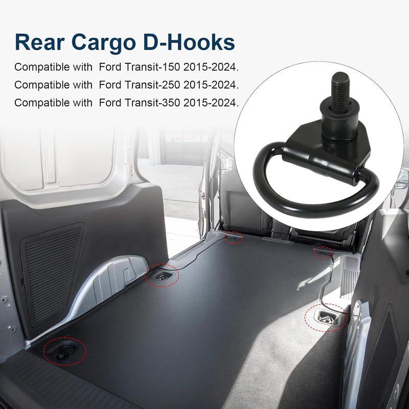 For Ford Transit 150 250 350 Cargo Vans Tie Down Hook 2015-2024 Cargo D-Hooks Powder Coated Steel BK21V550A74AD V550A74-AD