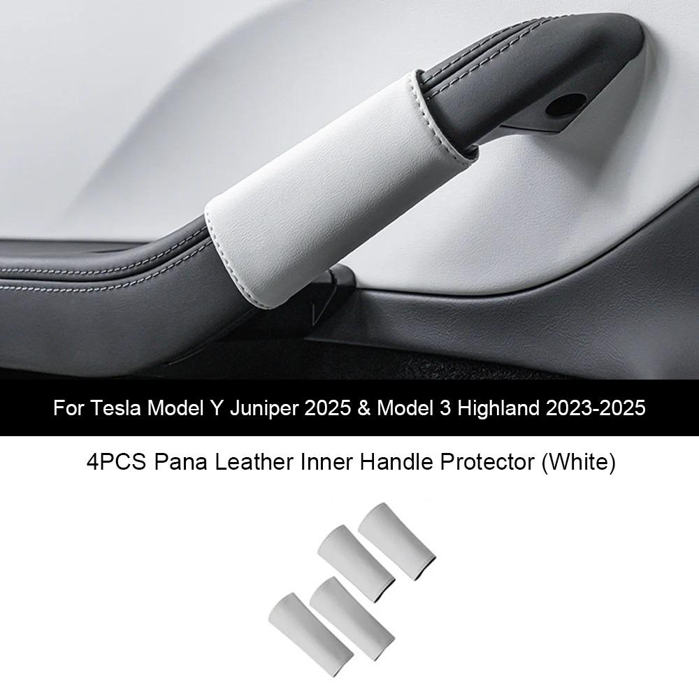 For Tesla Model Y Juniper 2025 Door Inner Handle Leather Cover Model 3 Highland Door Handle Leather Protective Case Accessories