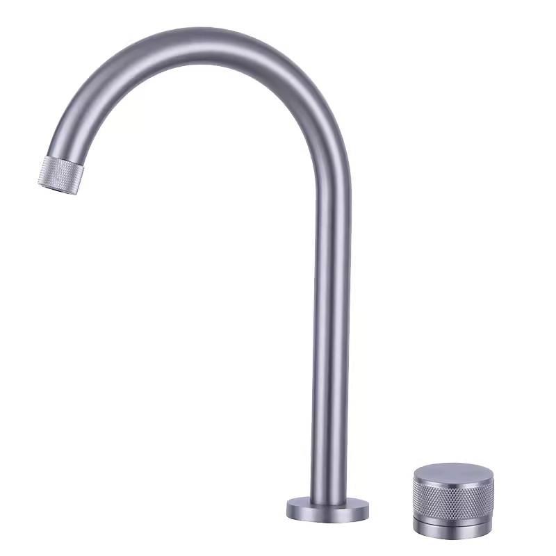 

Tuqiu Black Basin faucet Bathroom Faucet two holes bathroom Sink faucet Brushed sink tap rotating widespread basin Tap сірий колір