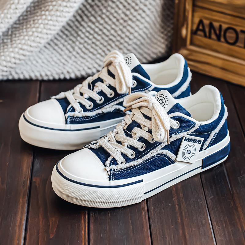 

2025 New Men Colorful Casual Canvas Sneakers Breathable Height Increase All-Year Student Thick Sole -Sports Shoes Wear-resistant 39