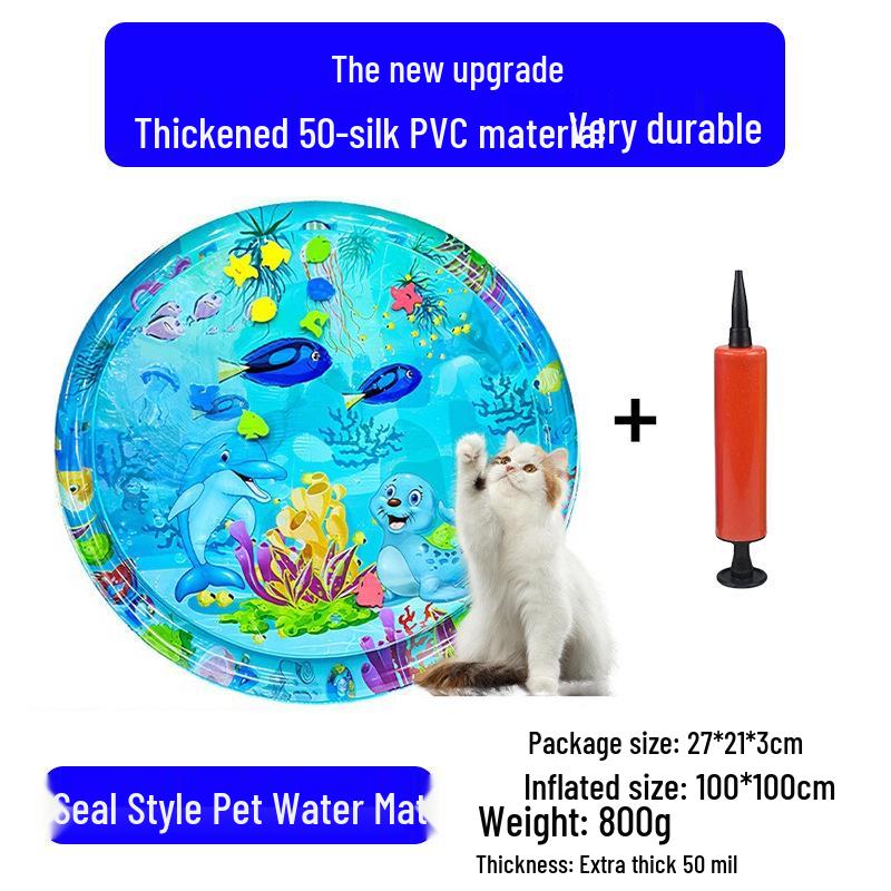 Cartoon Round Inflatable PVC Ice Pad for Cats & Dogs - Scratch-Resistant, Water-Injectable & Thickened