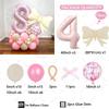 55PCS Pink Bow Theme Bouquet Balloon Set with 40inch Pink Number Girl First Birthday Party Decoration Baby Shower Helium Globos