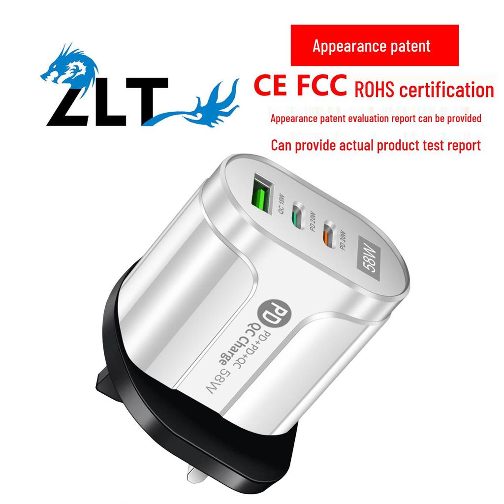 58W Dual Fast Charger with 2PD+QC3.0 for Mobile Phones - EU/US/UK/AU Plugs
